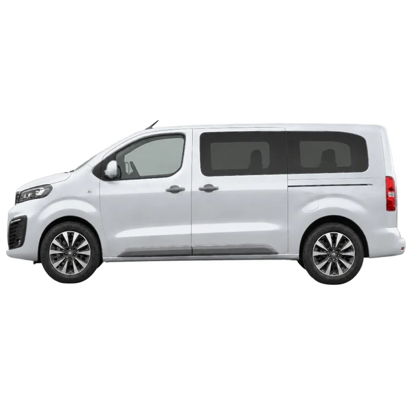 Peugeot Traveller 2026 argent, vue côté (vers la gauche)