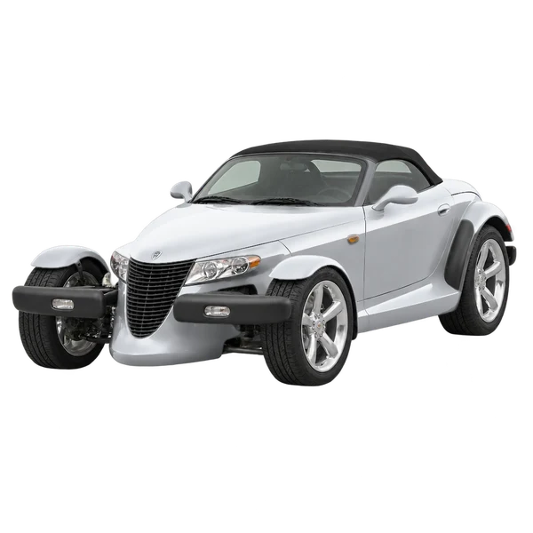 2000 Plymouth Prowler in Silber, Ansicht: Dreiviertelansicht vorne (nach links gerichtet)