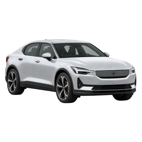 silver 2025 Polestar 2 front three-quarter (facing right) view