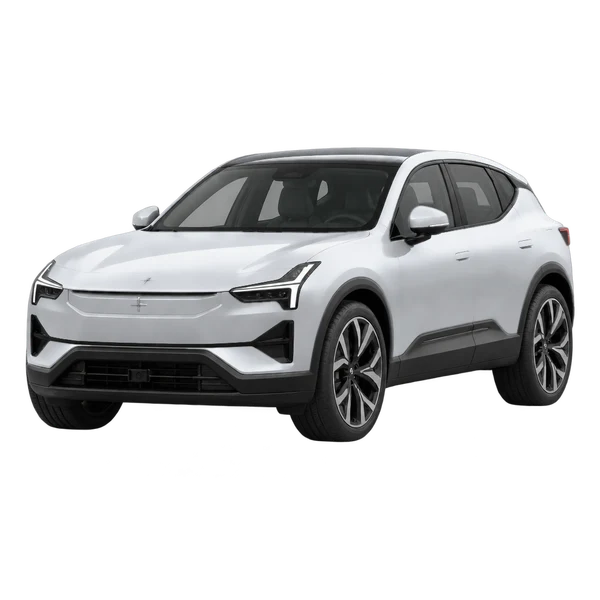 Polestar 3 2026 باللون فضي، منظر منظر أمامي بزاوية ثلاثة أرباع (متجه لليسار)