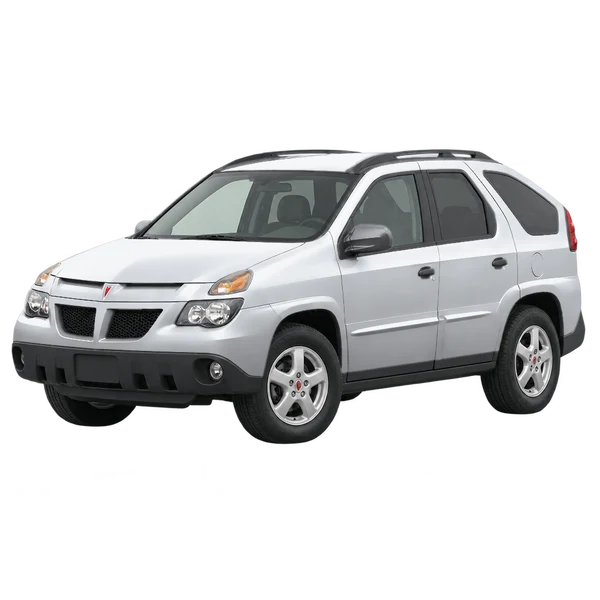 2001 PONTIAC Aztek — Front three-quarter (facing left), silver