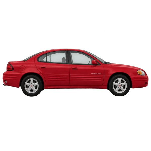 Pontiac Grand AM 2002 rouge, vue profil (tourné vers la droite)
