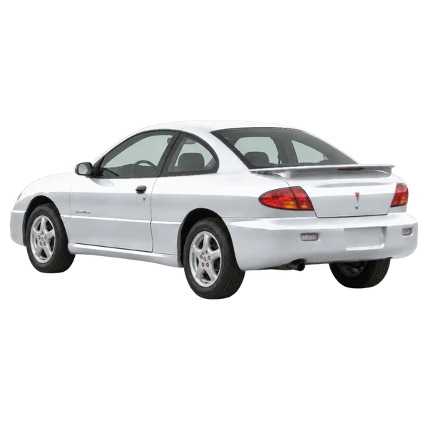 Pontiac Sunfire 2003 باللون فضي، منظر ثلاثة أرباع خلفي (باتجاه اليسار)