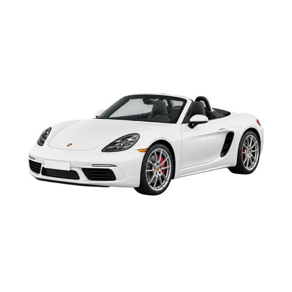 Porsche 718 Boxster 2016 باللون أبيض، منظر منظر أمامي بزاوية ثلاثة أرباع (متجه لليسار)