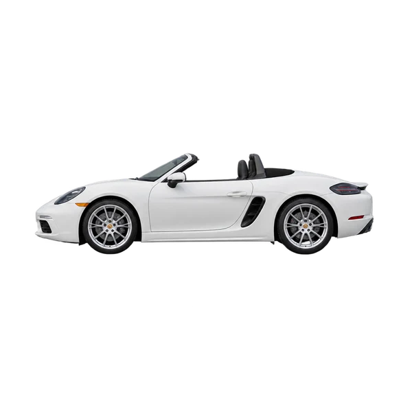 Porsche 718 Boxster 2016 باللون أبيض، منظر جانبي (متجه إلى اليسار)