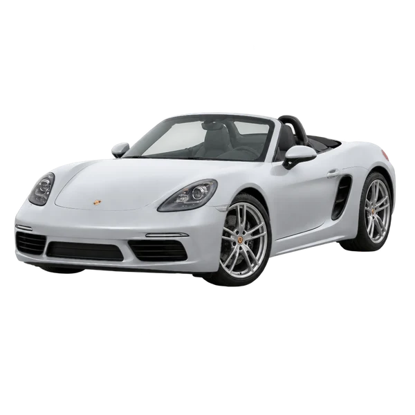シルバーの2017 Porsche 718 Boxster（フロントスリークォーター(左向き)ビュー）