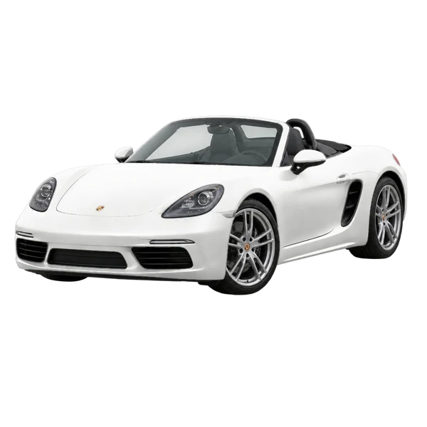 2021 Porsche 718 Boxster in weiß, Ansicht: Dreiviertelansicht vorne (nach links gerichtet)