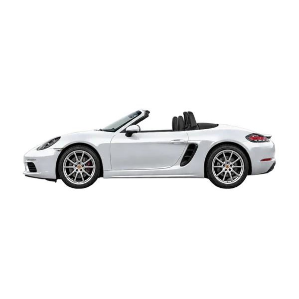 2025 Porsche 718 Boxster in Silber, Ansicht: Seite (nach links gerichtet)