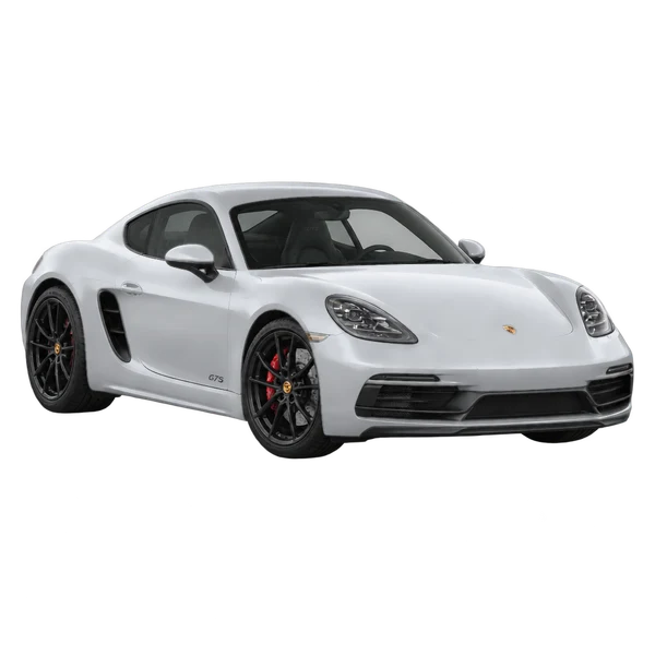 2021 Porsche 718 Cayman GTS in Silber, Ansicht: Dreiviertelansicht vorne (nach links gerichtet)