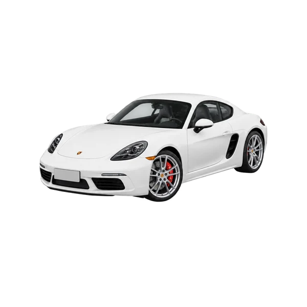 Porsche 718 Cayman 2016 en blanco, vista frontal tres cuartos (hacia la izquierda)