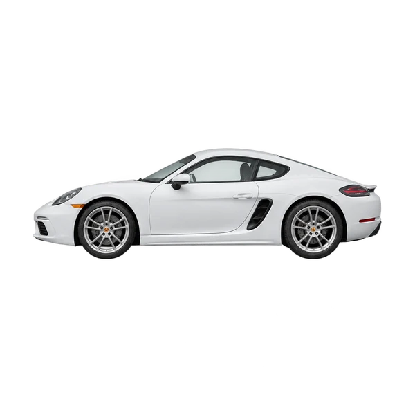 Porsche 718 Cayman 2016 en blanco, vista lateral (mirando a la izquierda)
