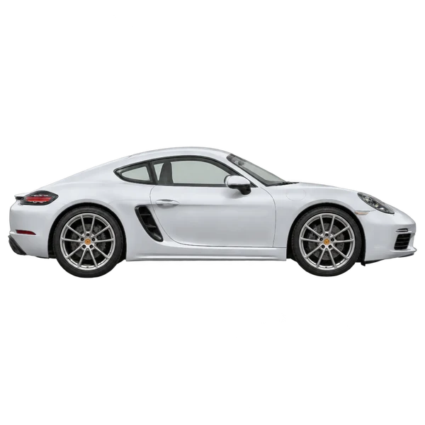 2019 Porsche 718 Cayman in Silber, Ansicht: Seite (nach rechts gewandt)
