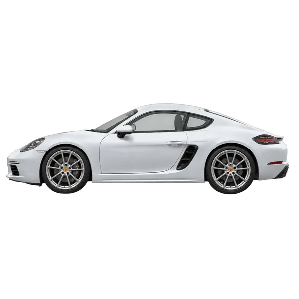 2021 Porsche 718 Cayman in Silber, Ansicht: Seite (nach links gerichtet)