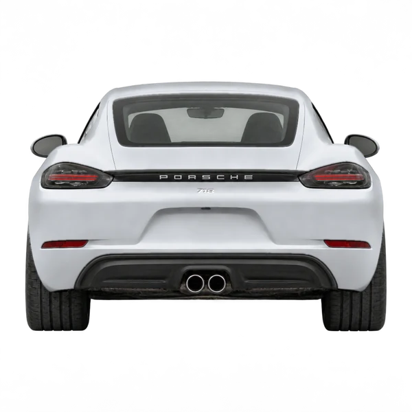 Porsche 718 2025 prata, vista traseira