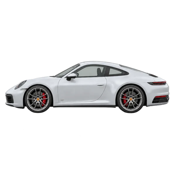 2020 Porsche 911 Carrera 4S in Silber, Ansicht: Seite (nach links gerichtet)
