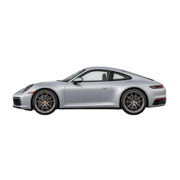 2019 Porsche 911 Carrera in Silber, Ansicht: Seite (nach links gerichtet)