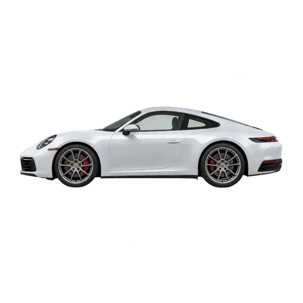 2026 Porsche 911 Carrera in Silber, Ansicht: Seite (nach links gerichtet)