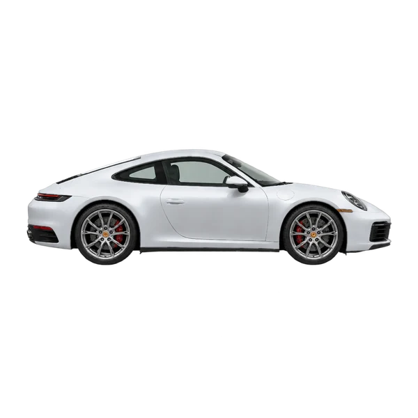 2026 Porsche 911 Carrera in Silber, Ansicht: Seite (nach rechts gewandt)