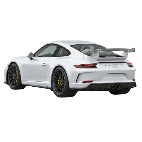 silver 2018 Porsche 911 GT3 rear three-quarter (facing left) view