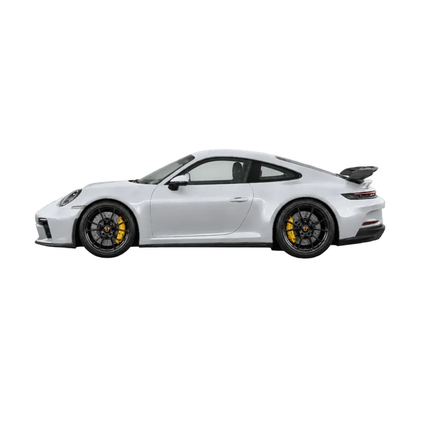 Porsche 911 GT3 2022 argent, vue côté (vers la gauche)