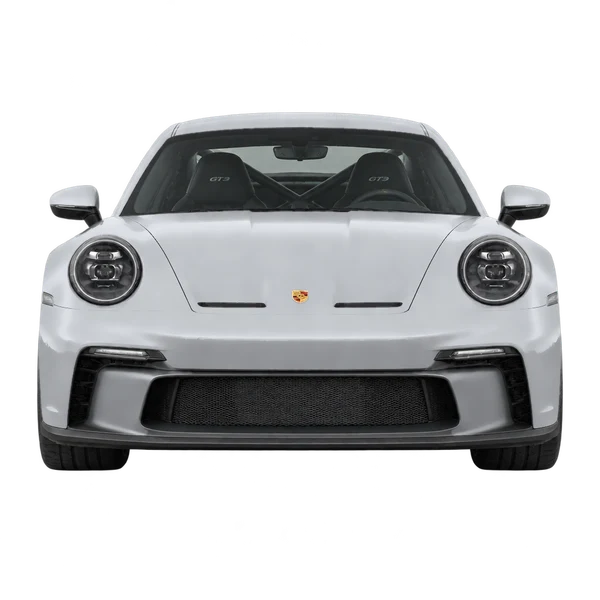 Porsche 911 GT3 2026 argent, vue avant