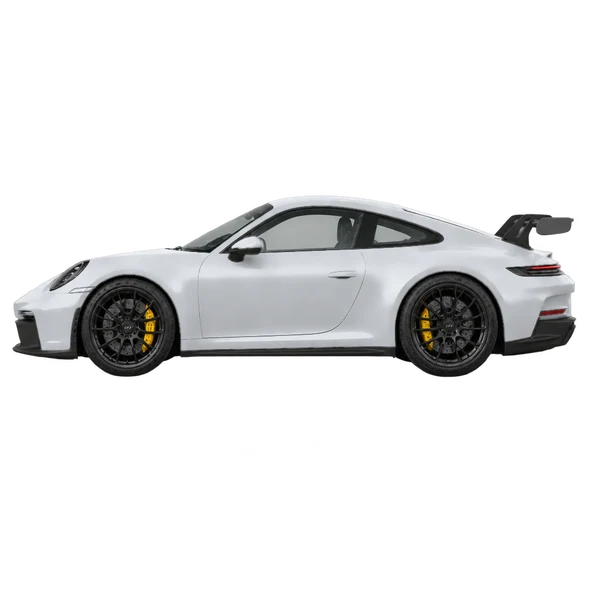 Porsche 911 GT3 2026 argent, vue côté (vers la gauche)