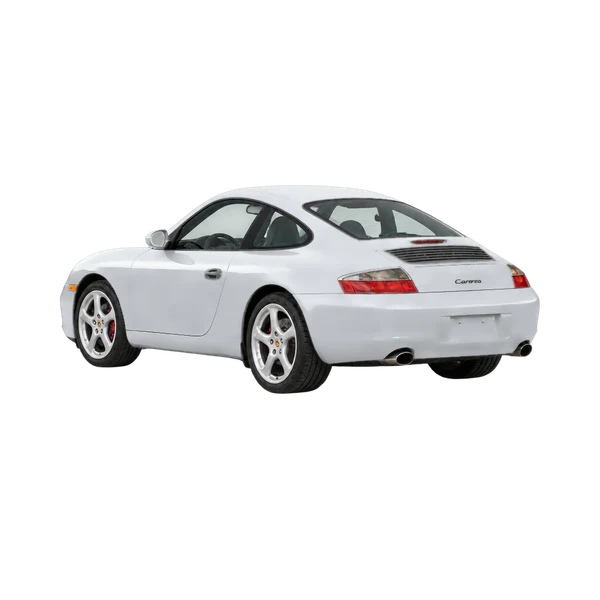 silver 2000 Porsche 911 rear three-quarter (facing left) view