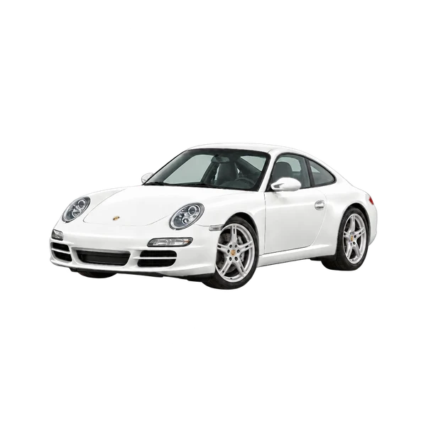 white 2005 Porsche 911 front three-quarter (facing left) view
