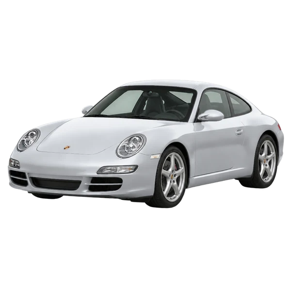 Porsche 911 2007 argent, vue trois-quarts avant (orienté vers la gauche)
