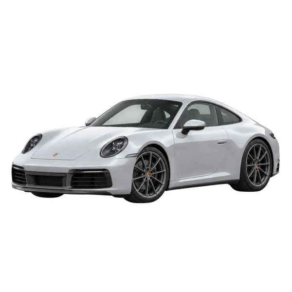 silver 2020 Porsche 911 front three-quarter (facing left) view