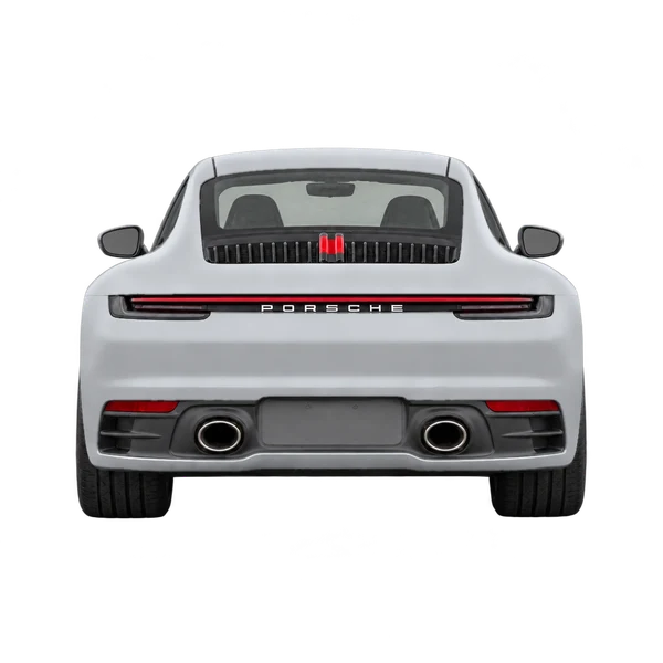 2021 Porsche 911 in Silber, Ansicht: Heck