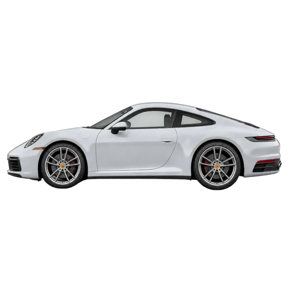 2021 Porsche 911 in Silber, Ansicht: Seite (nach links gerichtet)