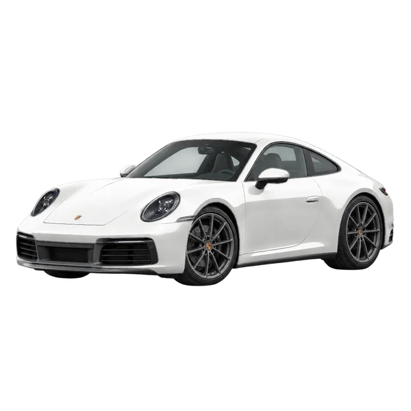 2021 Porsche 911 in weiß, Ansicht: Dreiviertelansicht vorne (nach links gerichtet)