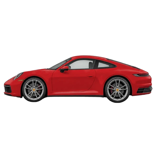 Porsche 911 2022 rouge, vue côté (vers la gauche)