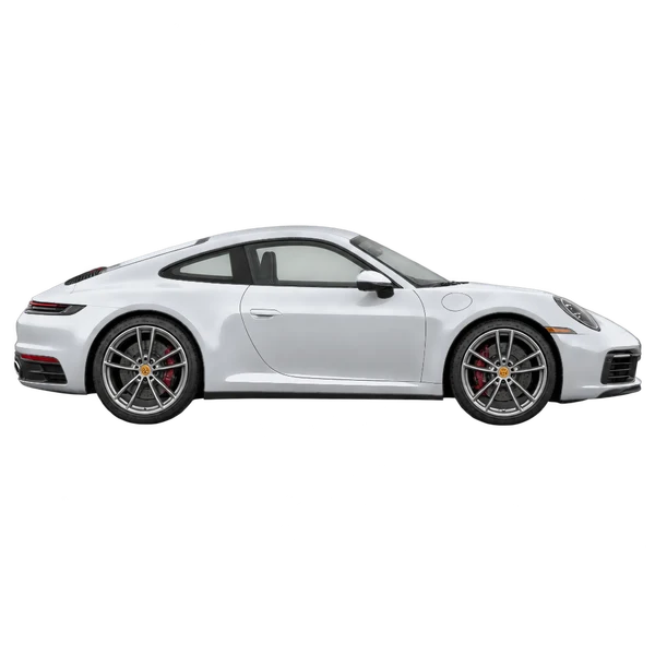 Porsche 911 2022 argent, vue profil (tourné vers la droite)