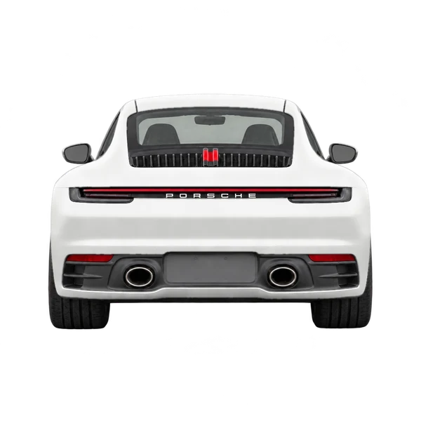 2023 Porsche 911 in weiß, Ansicht: Heck