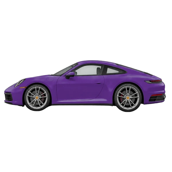 Porsche 911 2026 باللون بنفسجي، منظر جانبي (متجه إلى اليسار)