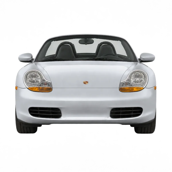 Porsche Boxster 2001 باللون فضي، منظر أمامي
