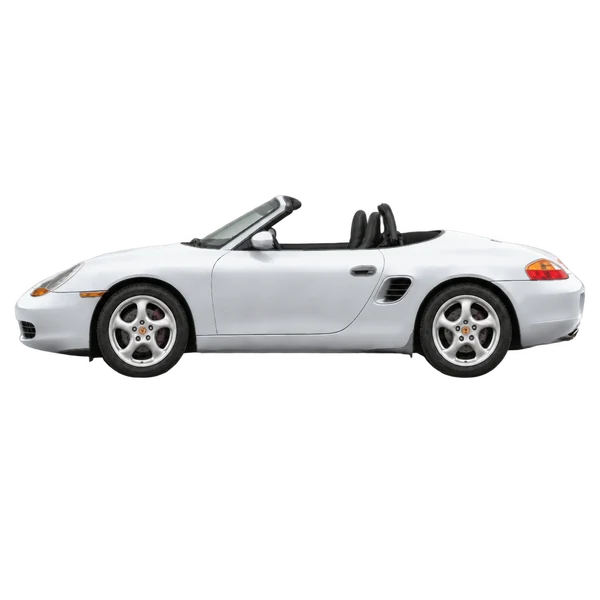 Porsche Boxster 2004 en plateado, vista lateral (mirando a la izquierda)