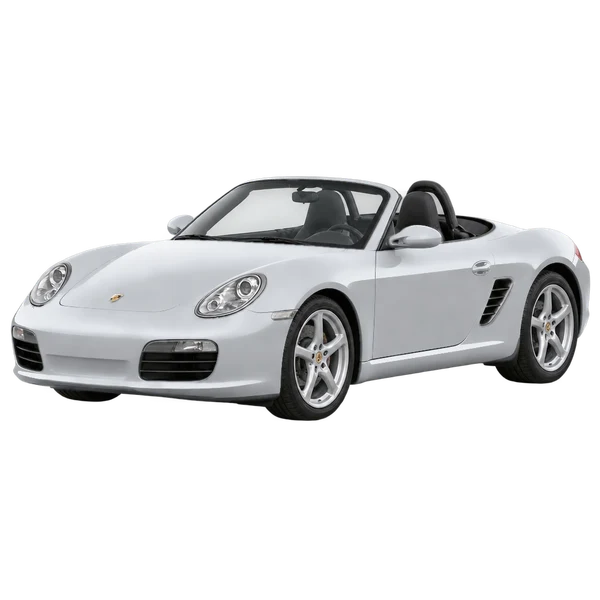 シルバーの2007 Porsche Boxster(フロントスリークォーター(左向き)ビュー)
