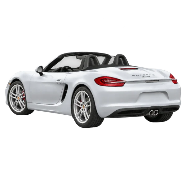 silver 2013 Porsche Boxster rear three-quarter (facing left) view