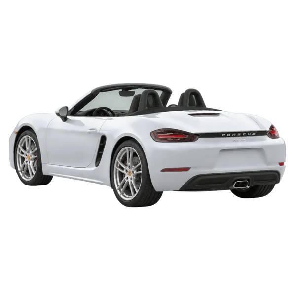 silver 2017 Porsche Boxster rear three-quarter (facing left) view