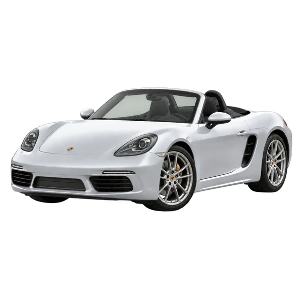 silver 2018 Porsche Boxster front three-quarter (facing left) view