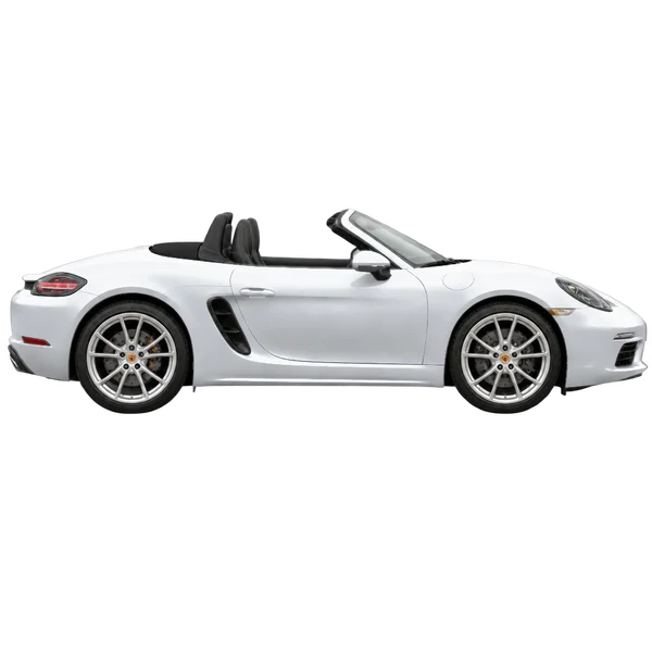 silver 2018 Porsche Boxster side (facing right) view