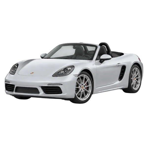 silver 2019 Porsche Boxster front three-quarter (facing left) view
