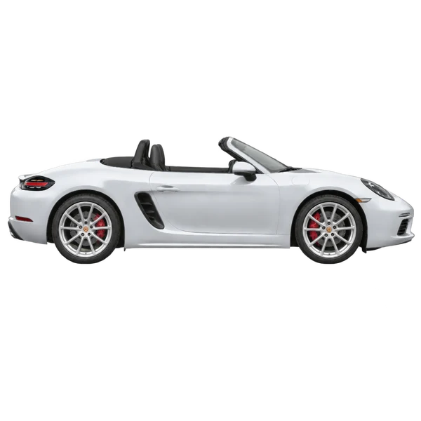 silver 2019 Porsche Boxster side (facing right) view