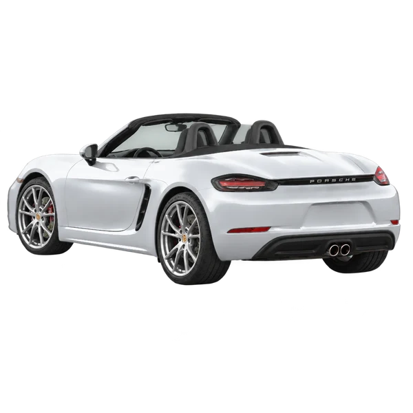 silver 2020 Porsche Boxster rear three-quarter (facing left) view