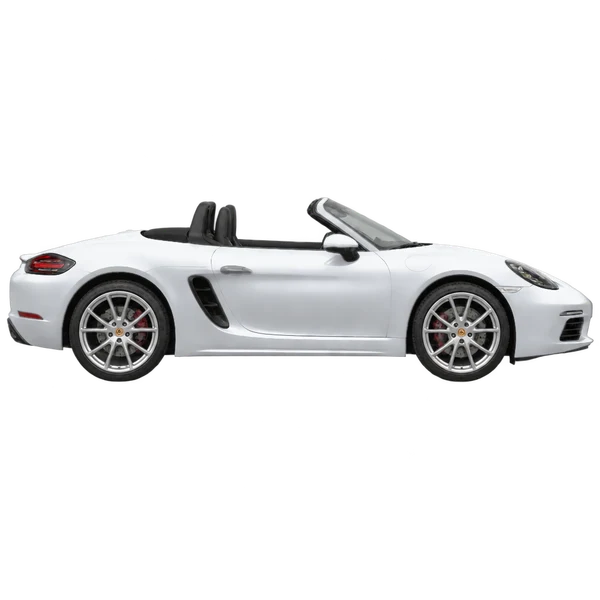 silver 2020 Porsche Boxster side (facing right) view