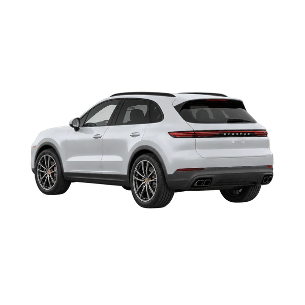 silver 2026 Porsche Cayenne S rear three-quarter (facing left) view