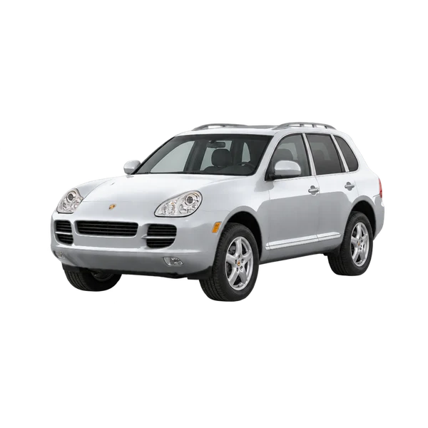 Porsche Cayenne 2003 argent, vue trois-quarts avant (orienté vers la gauche)